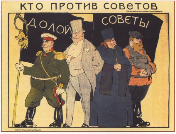 Picture of See who are against the Soviets! Their banner says Down with the Soviets