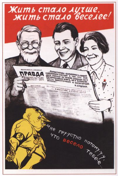 Picture of Living became better, living became happier! They are reading the state newspaper Pravda