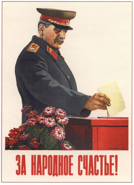 Picture of For the happiness of the nation! Stalin votes, elections poster