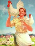 Picture of Collective farm worker woman with chickens